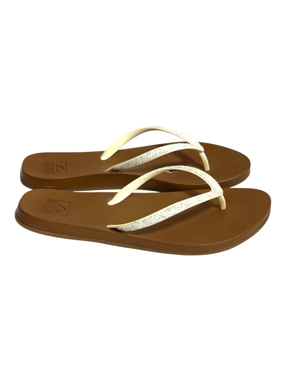 Reef Cushion Stargazer White Glitter Sandal Flip Flops Women’s Size 8